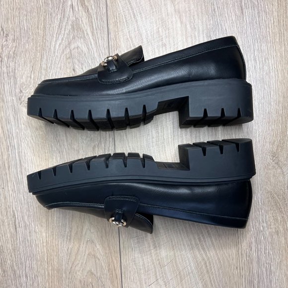 NWOB ESPIRIT Alina Horse Bit Loafers Black Faux Leather Y2K Chunky Sole Heel 7 - Picture 10 of 13